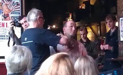 SFX master Shaune Harrison turning a Grimmlin into a zombie at Grimmfest 2013